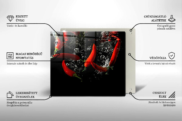 Sklo za varnou desku Chilli papričky ve vodě