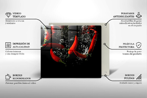 Sklo za varnou desku Chilli papričky ve vodě