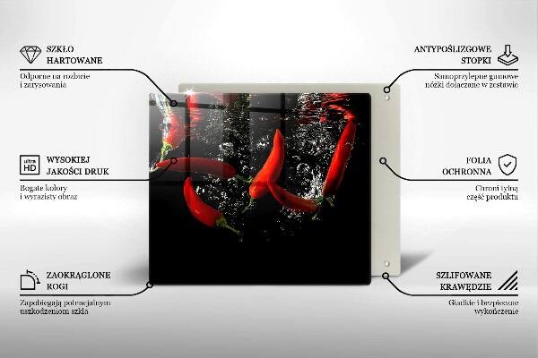 Sklo za varnou desku Chilli papričky ve vodě