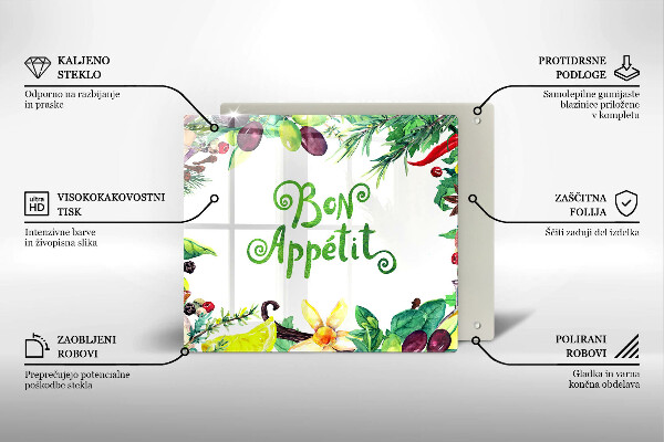 Sklo za varnou desku Bon appetit nápis