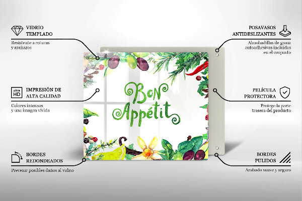 Sklo za varnou desku Bon appetit nápis