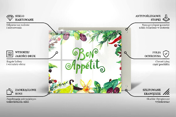 Sklo za varnou desku Bon appetit nápis
