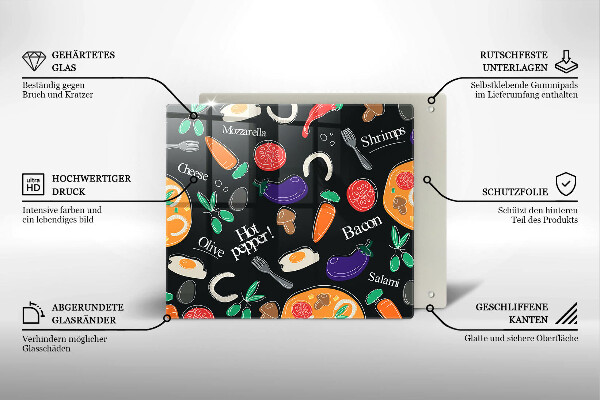 Sklo za varnou desku Jídlo ilustrace