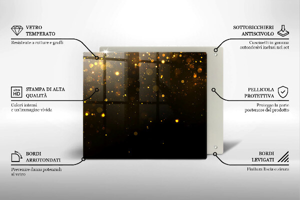 Sklo za varnou desku Zlaté třpytky