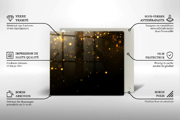 Sklo za varnou desku Zlaté třpytky