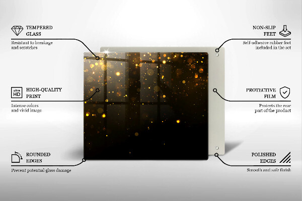 Sklo za varnou desku Zlaté třpytky