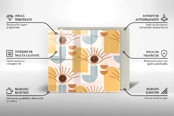 Sklo za varnou desku Boho vzor očí