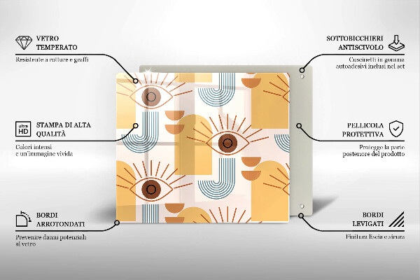 Sklo za varnou desku Boho vzor očí