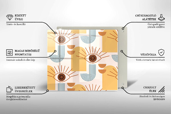 Sklo za varnou desku Boho vzor očí