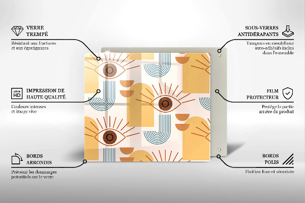 Sklo za varnou desku Boho vzor očí