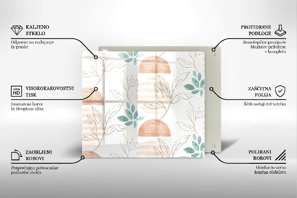 Sklo za varnou desku Boho listy vzor