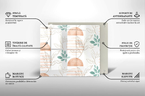 Sklo za varnou desku Boho listy vzor