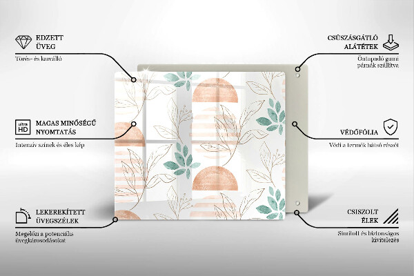 Sklo za varnou desku Boho listy vzor