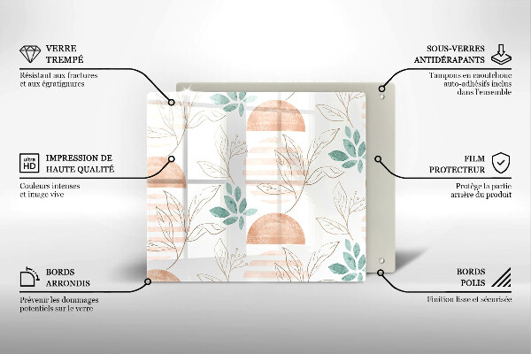 Sklo za varnou desku Boho listy vzor