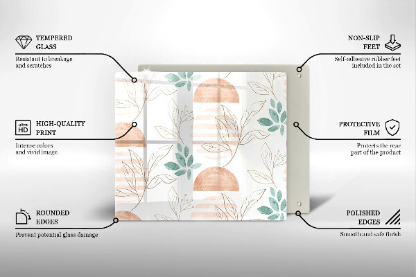 Sklo za varnou desku Boho listy vzor