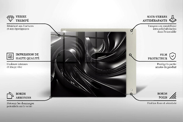 Sklo za varnou desku Abstraktní černá hmota