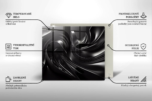 Sklo za varnou desku Abstraktní černá hmota