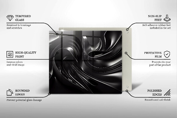 Sklo za varnou desku Abstraktní černá hmota