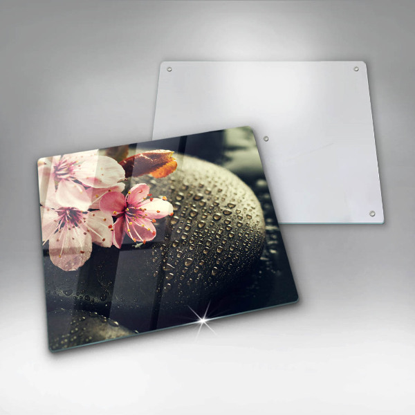 Sklo za varnou desku Květiny zenové kameny