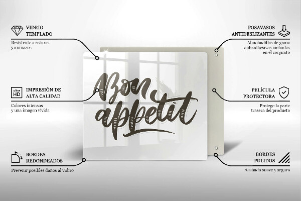 Sklo za varnou desku Bon appetit nápis