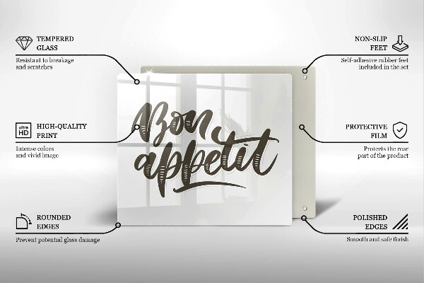 Sklo za varnou desku Bon appetit nápis