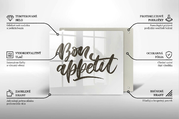 Sklo za varnou desku Bon appetit nápis