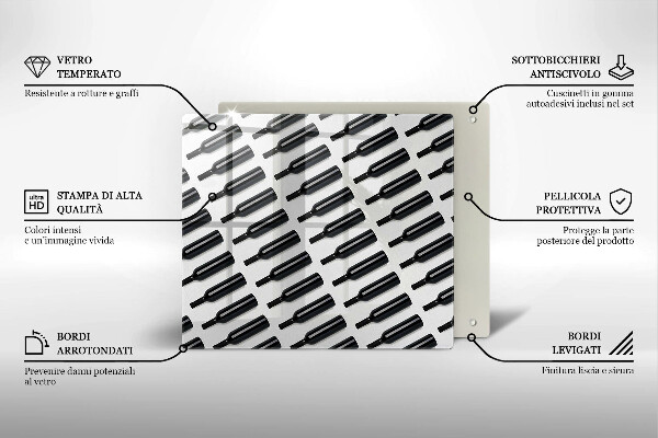 Sklo za varnou desku Černé láhve vína