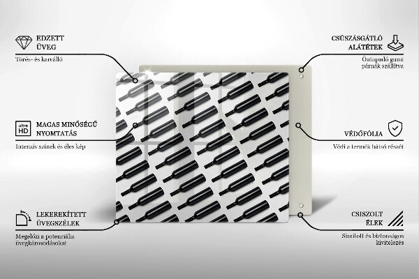 Sklo za varnou desku Černé láhve vína