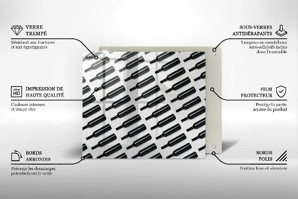 Sklo za varnou desku Černé láhve vína