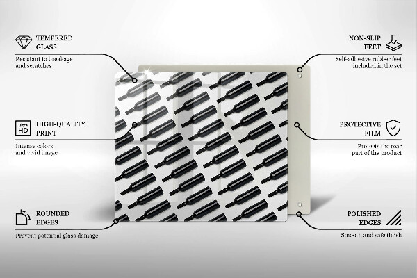 Sklo za varnou desku Černé láhve vína