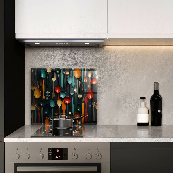 Sklo za varnou desku Barevné lžíce a vidličky