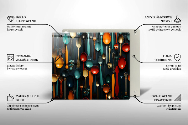 Sklo za varnou desku Barevné lžíce a vidličky