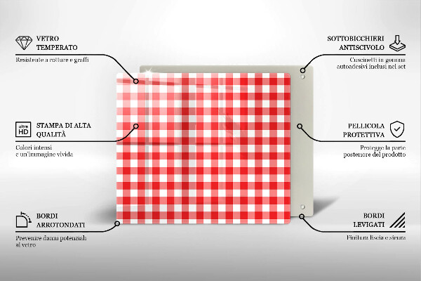Sklo za varnou desku Červeno-bílý kostkovaný vzor