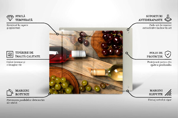 Sklo za varnou desku Láhve vína a hrozny