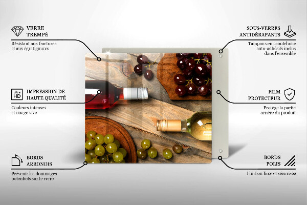 Sklo za varnou desku Láhve vína a hrozny