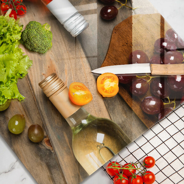 Sklo za varnou desku Láhve vína a hrozny