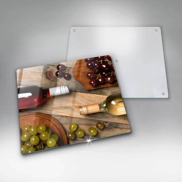 Sklo za varnou desku Láhve vína a hrozny