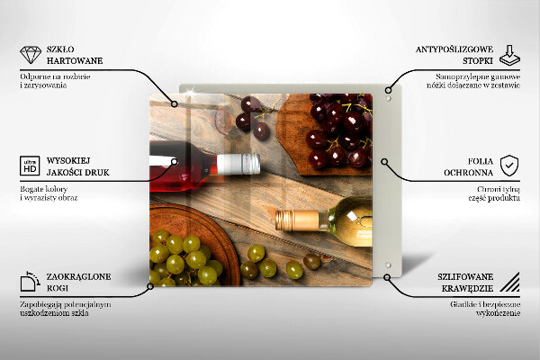 Sklo za varnou desku Láhve vína a hrozny