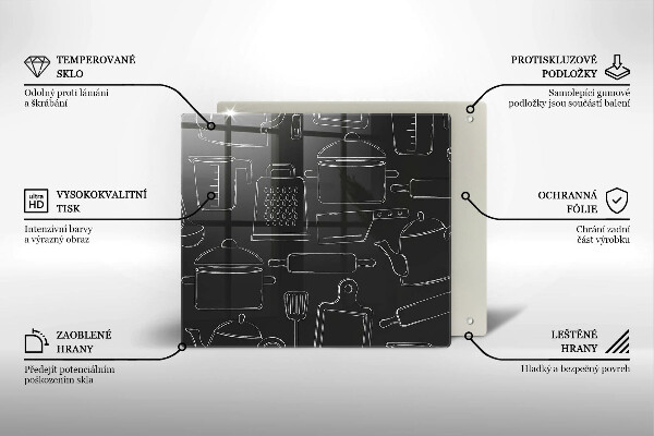 Sklo za varnou desku Kreslené kuchyňské doplňky