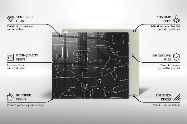 Sklo za varnou desku Kreslené kuchyňské doplňky