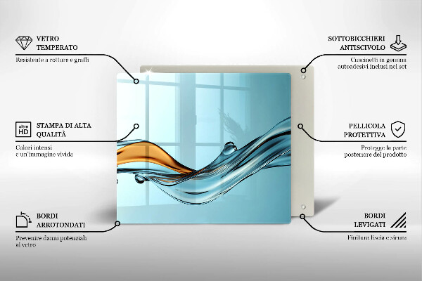 Sklo za varnou desku Voda na modrém pozadí