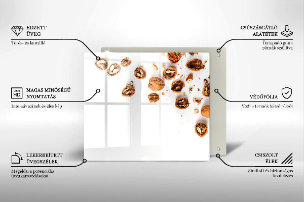 Sklo za varnou desku Ořechy na bílém pozadí