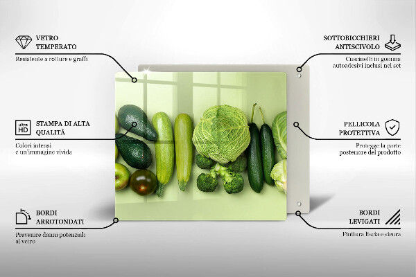 Sklo za varnou desku Zelené ovoce a zelenina