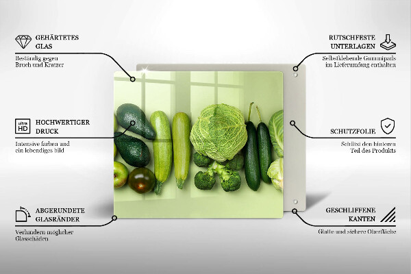 Sklo za varnou desku Zelené ovoce a zelenina