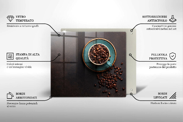 Sklo za varnou desku Šálek kávových zrn