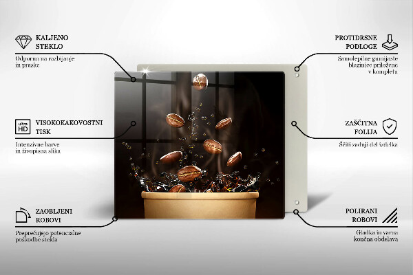 Sklo za varnou desku Horká kávová zrna