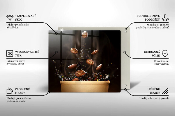 Sklo za varnou desku Horká kávová zrna