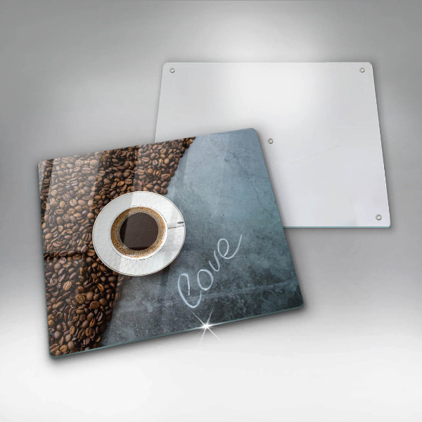 Sklo za varnou desku Kávová zrna a šálek