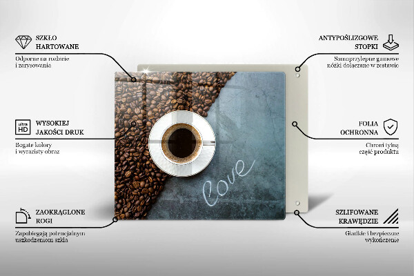 Sklo za varnou desku Kávová zrna a šálek