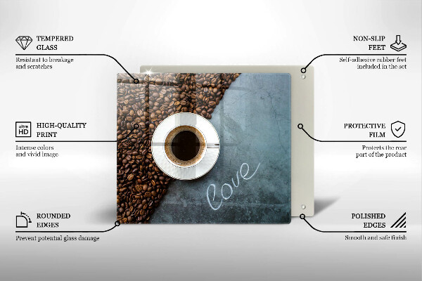 Sklo za varnou desku Kávová zrna a šálek